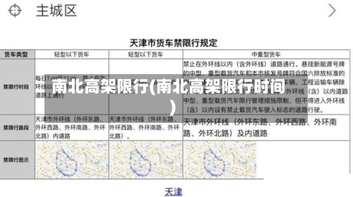 南北高架限行(南北高架限行时间)