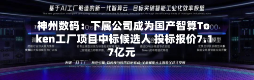 神州数码:下属公司成为国产智算Token工厂项目中标候选人 投标报价7.17亿元