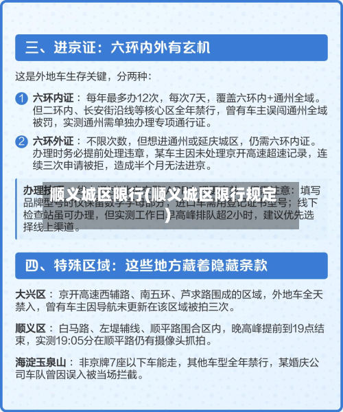 顺义城区限行(顺义城区限行规定)