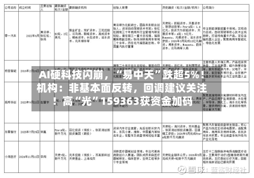 AI硬科技闪崩，“易中天	”跌超5%！机构：非基本面反转	，回调建议关注！高“光”159363获资金加码-第3张图片