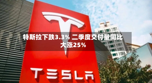 特斯拉下跌3.3% 二季度交付量同比大涨25%