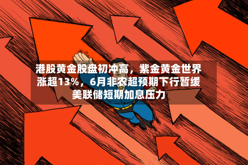 港股黄金股盘初冲高，紫金黄金世界涨超13%	，6月非农超预期下行暂缓美联储短期加息压力-第1张图片
