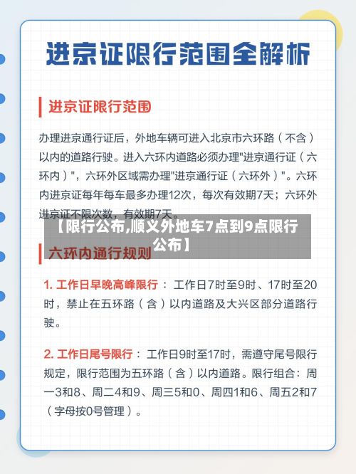 【限行公布,顺义外地车7点到9点限行公布】-第2张图片