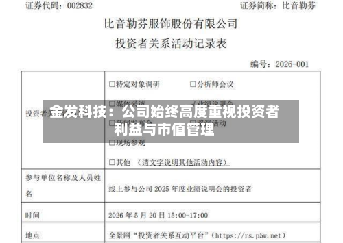 金发科技：公司始终高度重视投资者利益与市值管理