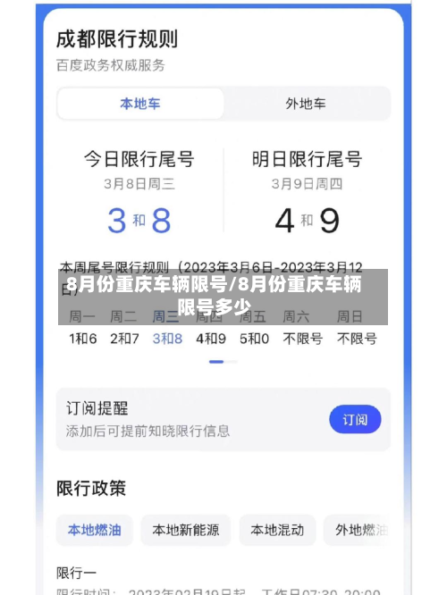 8月份重庆车辆限号/8月份重庆车辆限号多少