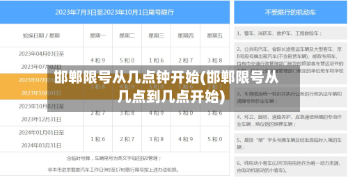 邯郸限号从几点钟开始(邯郸限号从几点到几点开始)