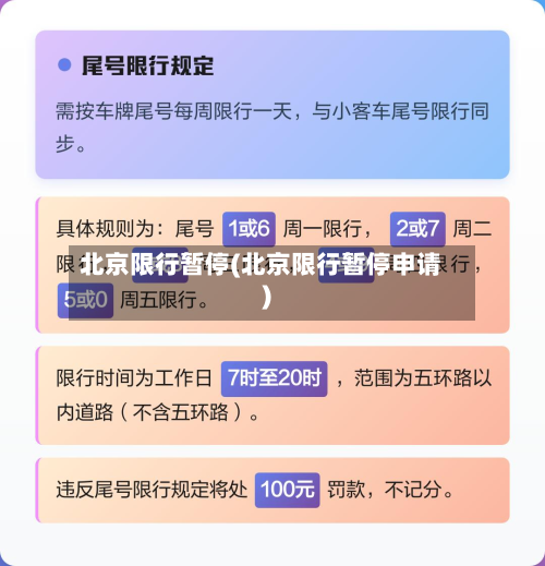 北京限行暂停(北京限行暂停申请)-第3张图片