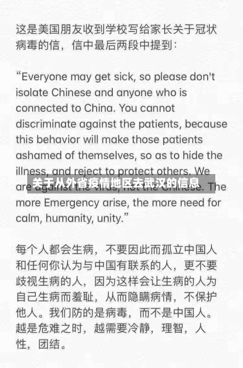 关于从外省疫情地区去武汉的信息