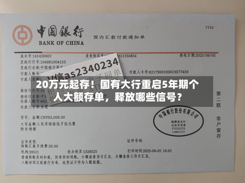 20万元起存！国有大行重启5年期个人大额存单，释放哪些信号？-第2张图片
