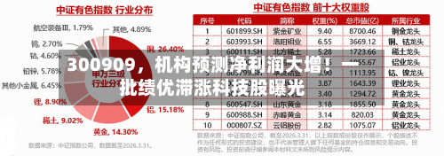 300909,机构预测净利润大增!一批绩优滞涨科技股曝光