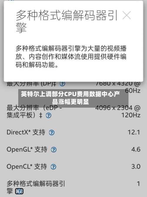 英特尔上调部分CPU费用数据中心产品涨幅更明显