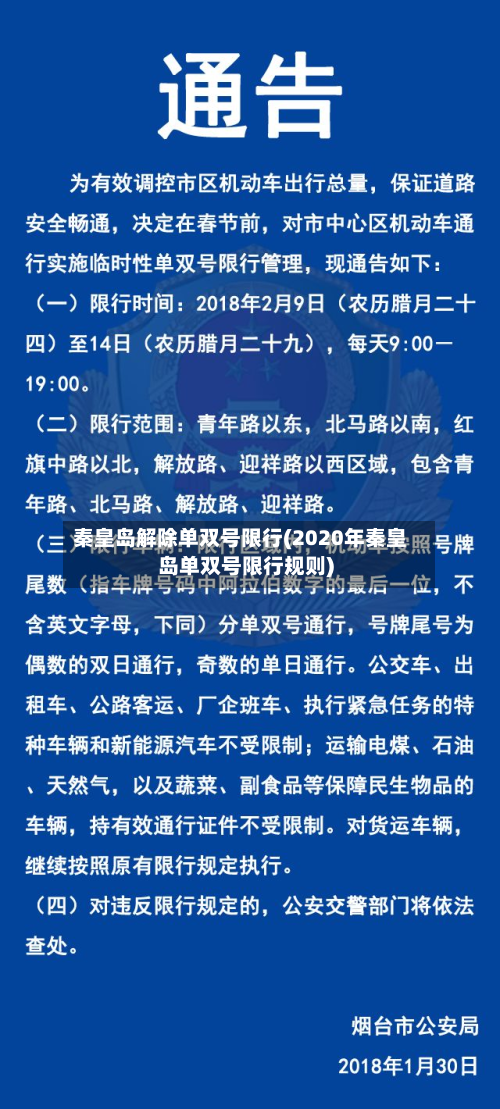 秦皇岛解除单双号限行(2020年秦皇岛单双号限行规则)