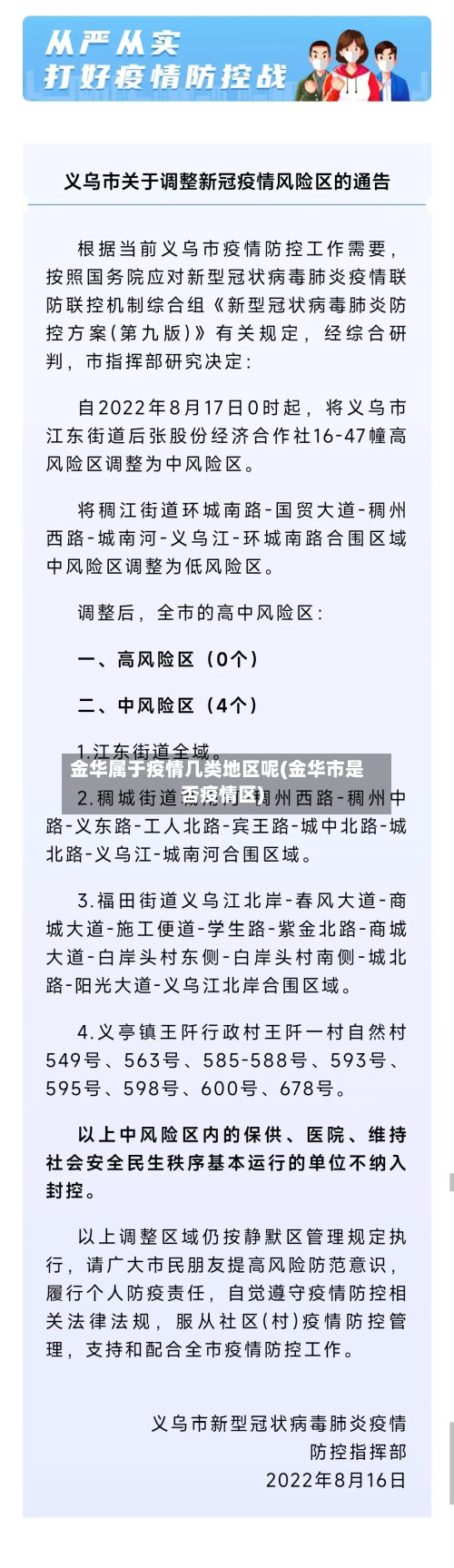 金华属于疫情几类地区呢(金华市是否疫情区)