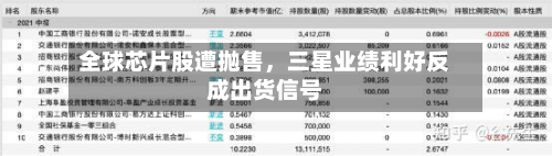 全球芯片股遭抛售，三星业绩利好反成出货信号