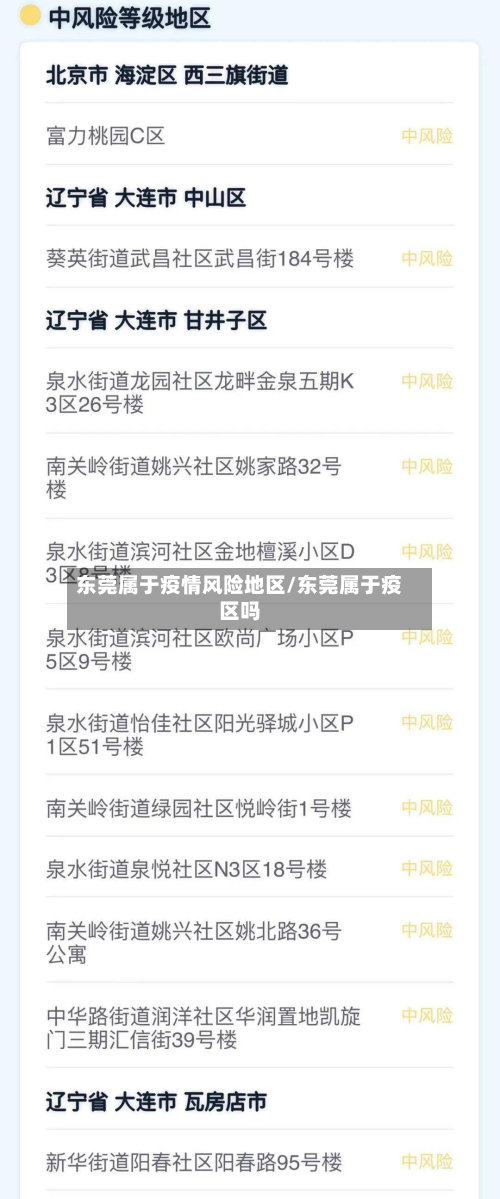 东莞属于疫情风险地区/东莞属于疫区吗