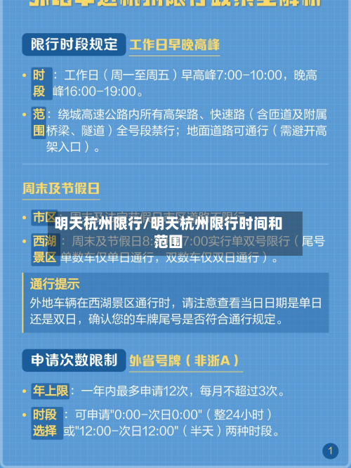 明天杭州限行/明天杭州限行时间和范围