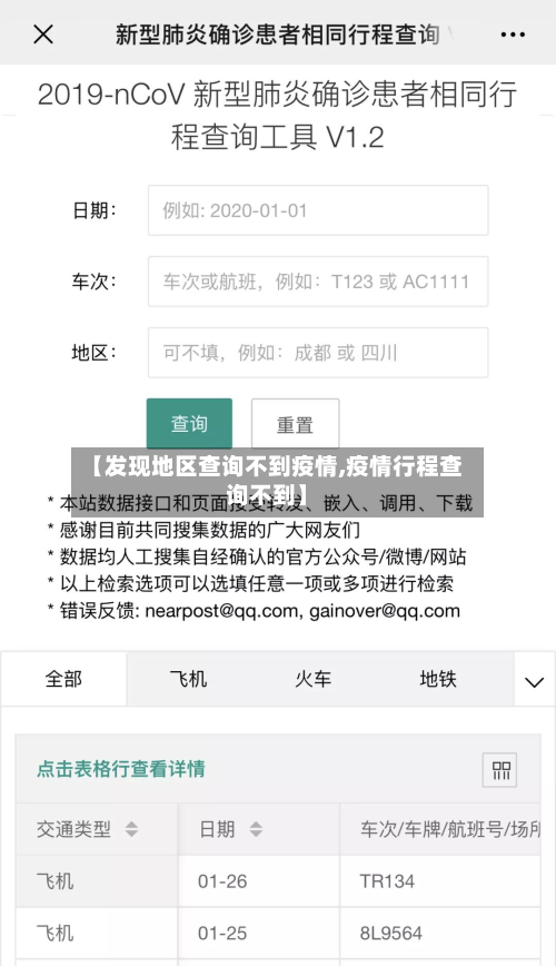 【发现地区查询不到疫情,疫情行程查询不到】