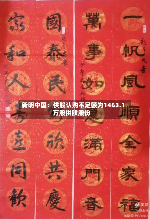 新明中国：供股认购不足额为1463.1万股供股股份-第1张图片