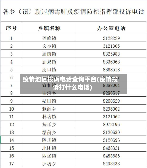疫情地区投诉电话查询平台(疫情投诉打什么电话)