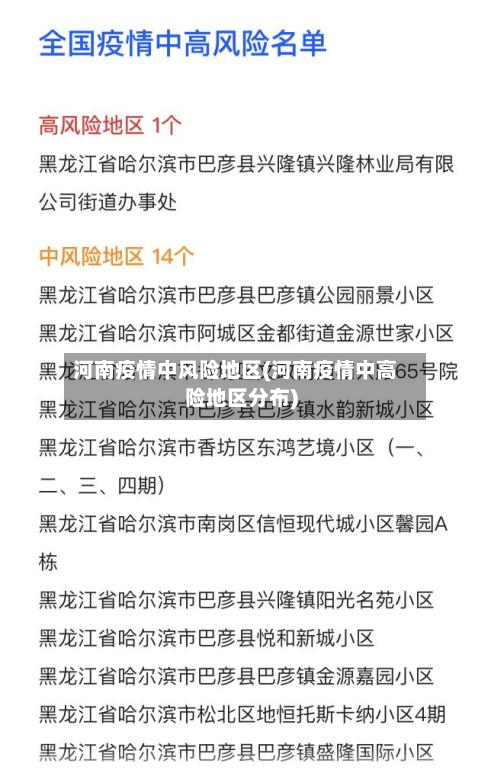 河南疫情中风险地区(河南疫情中高险地区分布)