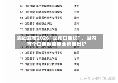 美团发布2026“司南口腔榜”，国内首个口腔健康专业榜单出炉