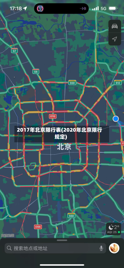 2017年北京限行表(2020年北京限行规定)