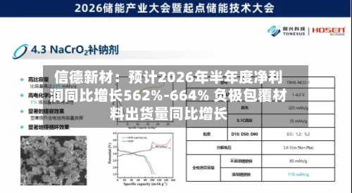 信德新材：预计2026年半年度净利润同比增长562%-664% 负极包覆材料出货量同比增长-第2张图片