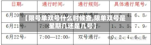 【限号单双号什么时候查,限单双号是星期几还是几号】