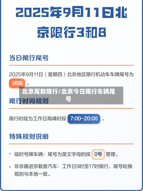 北京尾数限行/北京今日限行车辆尾号