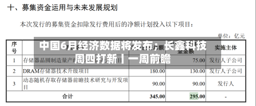 中国6月经济数据将发布；长鑫科技周四打新丨一周前瞻