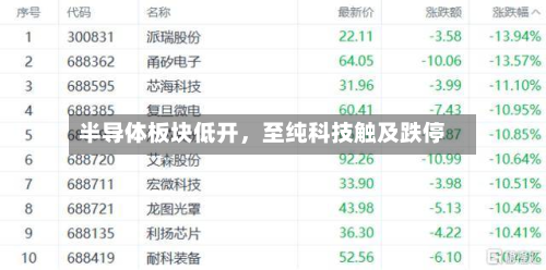 半导体板块低开	，至纯科技触及跌停-第2张图片