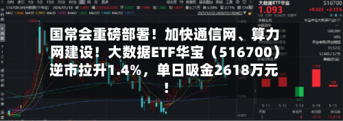 国常会重磅部署！加快通信网、算力网建设！大数据ETF华宝（516700）逆市拉升1.4%	，单日吸金2618万元！-第2张图片