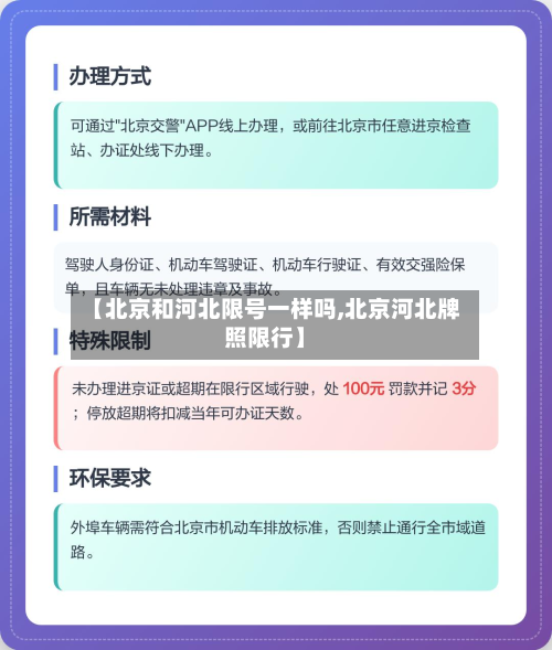 【北京和河北限号一样吗,北京河北牌照限行】