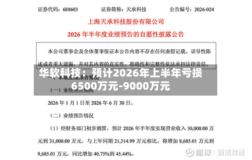 华软科技：预计2026年上半年亏损6500万元-9000万元-第2张图片