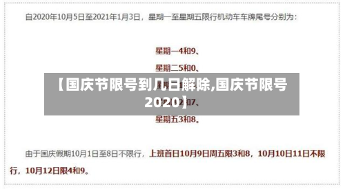 【国庆节限号到几日解除,国庆节限号2020】