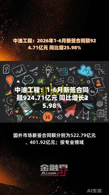 中油工程：1-6月新签合同额924.71亿元 同比增长25.98%