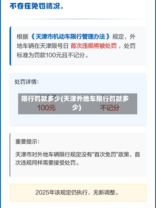限行罚款多少(天津外地车限行罚款多少)