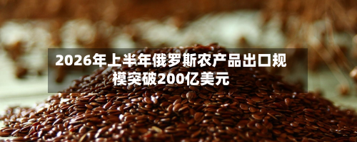 2026年上半年俄罗斯农产品出口规模突破200亿美元