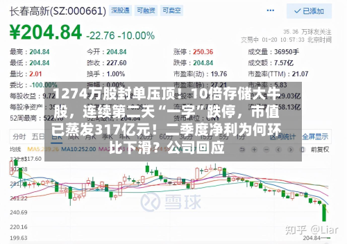 1274万股封单压顶！10倍存储大牛股	，连续第二天“一字”跌停，市值已蒸发317亿元！二季度净利为何环比下滑？公司回应-第2张图片