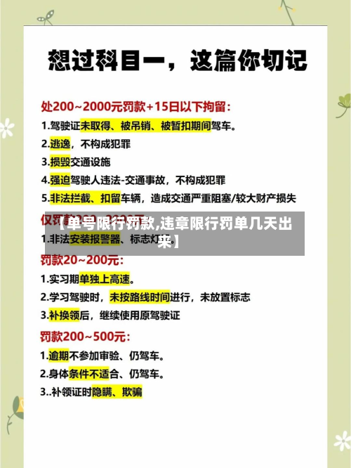 【单号限行罚款,违章限行罚单几天出来】