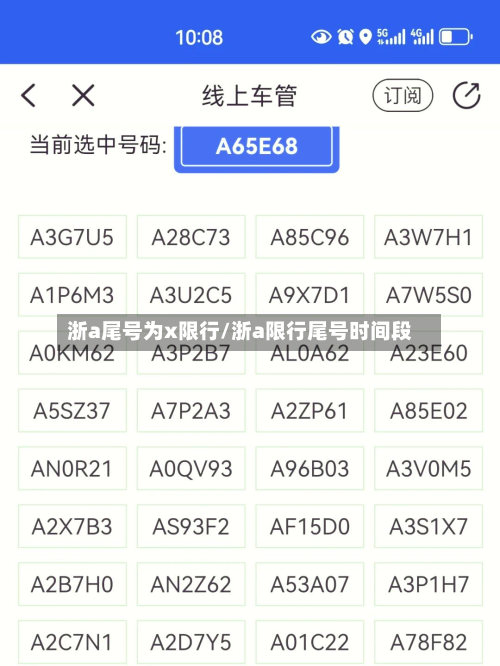 浙a尾号为x限行/浙a限行尾号时间段
