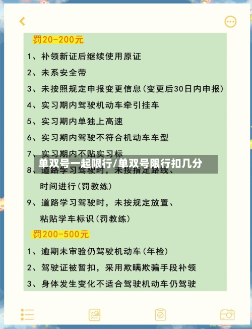 单双号一起限行/单双号限行扣几分