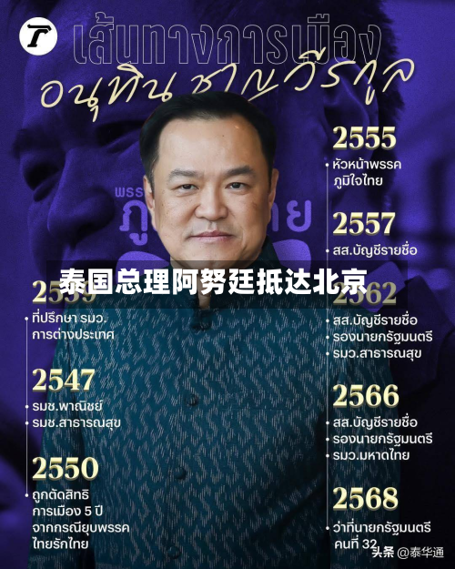泰国总理阿努廷抵达北京-第2张图片