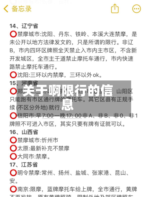 关于啊限行的信息