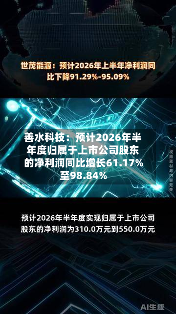 善水科技：预计2026年半年度归属于上市公司股东的净利润同比增长61.17%至98.84%-第2张图片