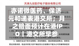 亦诺微医药	、保济元和递表港交所；月之暗面预计在港IPO丨港交所早参-第2张图片