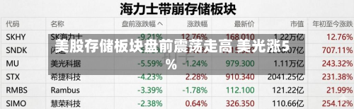 美股存储板块盘前震荡走高 美光涨5%