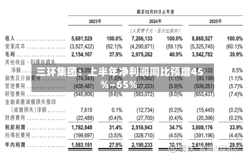 三环集团:上半年净利润同比预增45%—65%