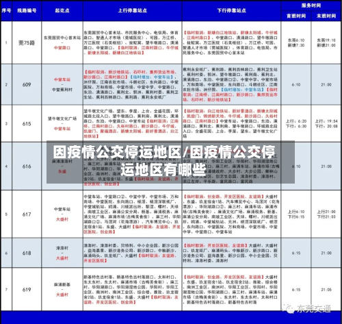 因疫情公交停运地区/因疫情公交停运地区有哪些