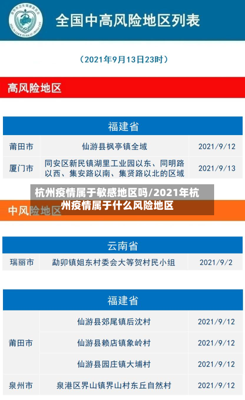 杭州疫情属于敏感地区吗/2021年杭州疫情属于什么风险地区